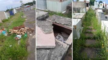 Morador relata sujeira e grama cobrindo caixões em cemitério ao enterrar a mãe de Sapucaia do Sul: 'Em meio ao lixo'