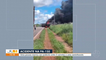 Acidente entre carretas e caminhonete deixa um morto na PA-150, em Goianésia do Pará 