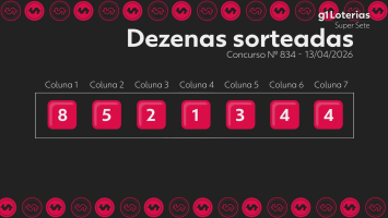 Super Sete hoje: resultado do concurso 834 e números sorteados